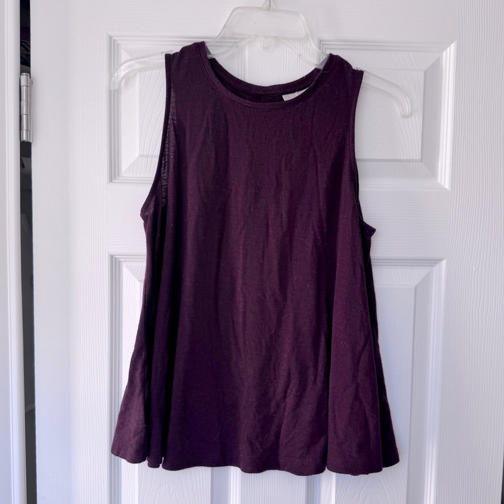 Ann Taylor Burgundy Flared Top Sleeveless